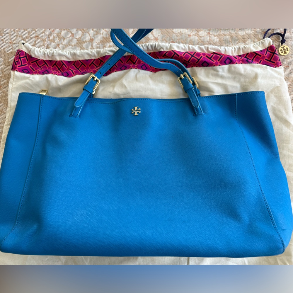 Tory Burch Blue York Leather Tote Bag